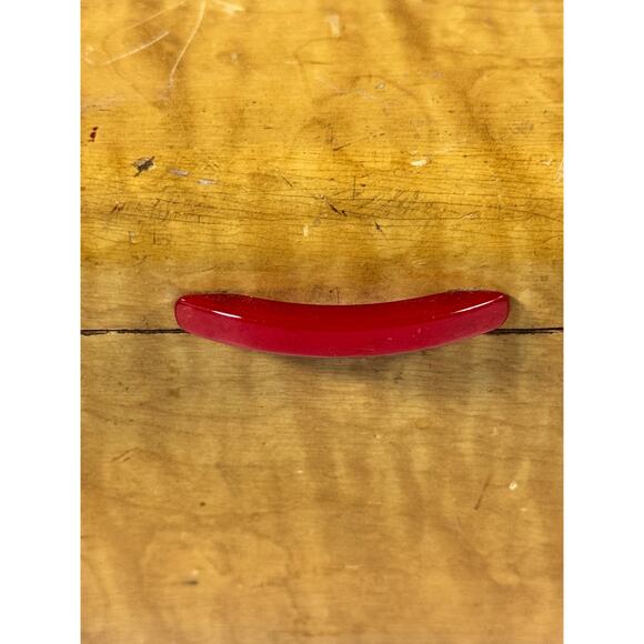 Vintage Vintage Streamlined Design Wooden Jewelry Box with Red Bakelite Handle - Picture 2 of 10